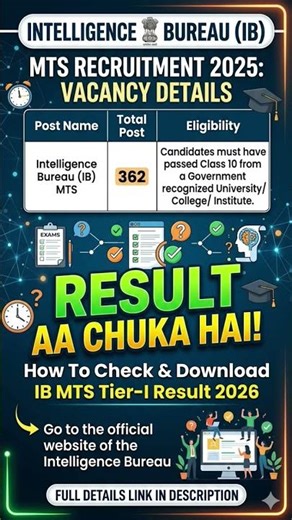 ​IB MTS Tier 1 Result 2026 Out! 🥳 | How to Check IB MTS Result? #shorts