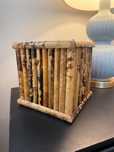 Vintage Regency Burnt Bamboo Planter Box With Metal Liner | Indoor Tiki Style Planter | Rustic Bamboo Cachepot | Boho Tropical Decor - Etsy