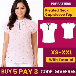 Pleated Neck Blouse Sewing Pattern: Beginner to Intermediate (PDF Download, S-XXL A4) - Etsy UK