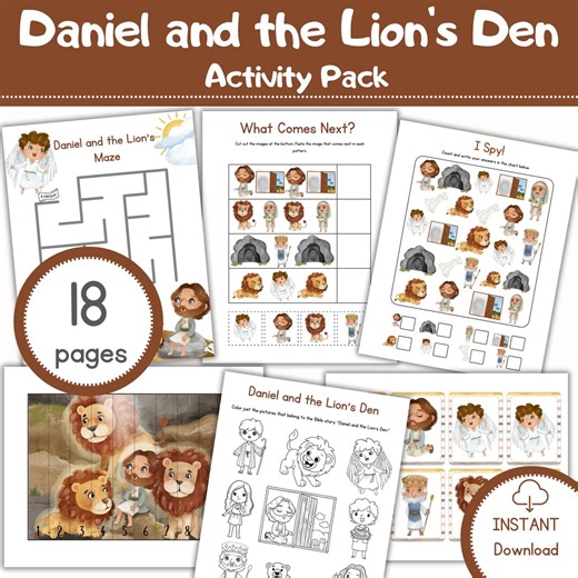 Daniel and the Lions' Den Activity Pack | Christian Printable Games (digital Download - Etsy