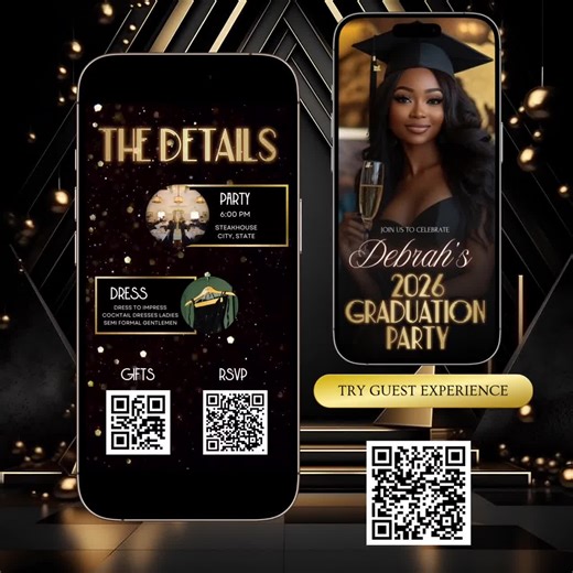 Graduation Video Invitation, Class of 2026 Announcement, Animated Glam Graduation Party Invite, Editable Canva Template Digital Mobile Evite - Etsy