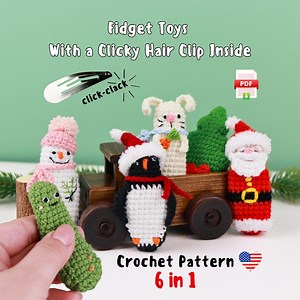 Crochet Fidget Toy With Clicky Hair Clip Inside, Amigurumi Christmas Bundle PDF Pattern - Etsy