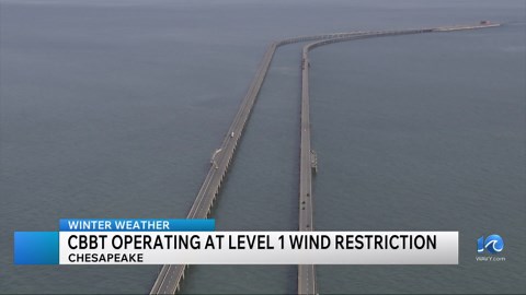 Chesapeake Bay Bridge-Tunnel under level 1 wind restrictions