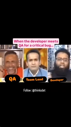 Corporate Tech Memes / Fun / Smile 😊 on Instagram: "Have you ever faced Dev vs QA? Where QA shows proof… and Dev says “Like this...” 💀 Follow for more @thinksdet [Coding, techtalks, devVSQa, devlife, qalife, corporate life, healthy environment, meme, funny, creative]"