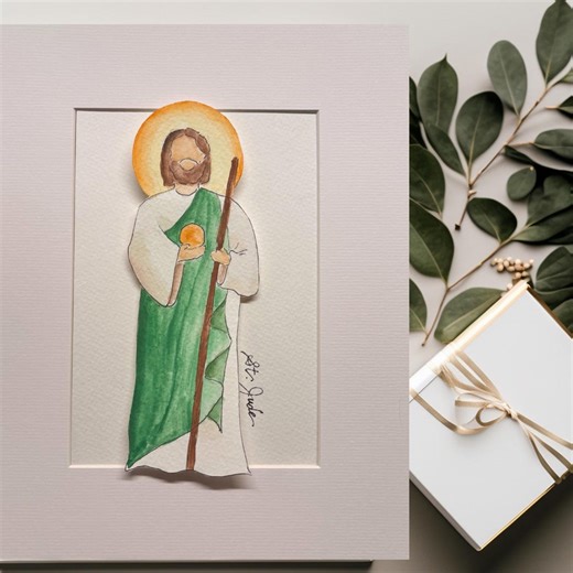 Saint Jude 3D Handmade Watercolor Print, St Jude, St Jude Print, St Jude Icon - Etsy