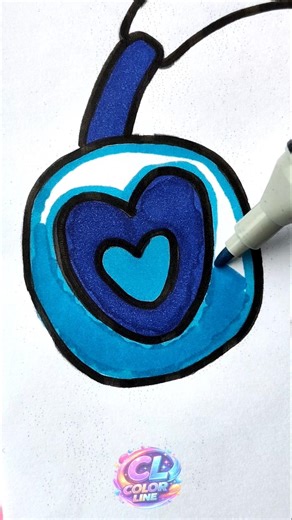 The Cutest Blue Headphones Coloring! 🎧💙🩵#headphones #coloringart #cute