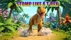 Stomp Like a T-Rex 🦖 | Dinosaur Dance Song for Kids with Lyrics | Fun Dino Music Video | Gen Art Studios