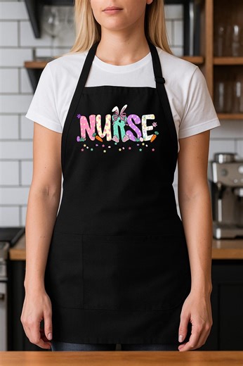 Nurse Easter Apron, Bunny Themed Kitchen Wear, Cotton-poly Blend - Etsy