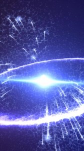 Glowing golden explosion with electric energy arcs and dynamic light effects, creating a cosmic burst or star-like explosion concept