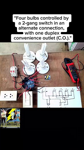 Alternate Wiring: 4 Bulbs, 2-Gang Switch