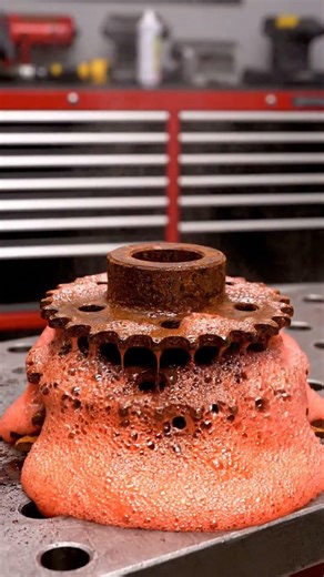 INSANE Orange-Red Foam Reaction MELTS Rust Off Sprockets in 10 Seconds! 🔥