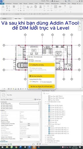 Mẹo Dim nhanh Grid và Level trong Revit #revitstructure#revitarchitecture #revit