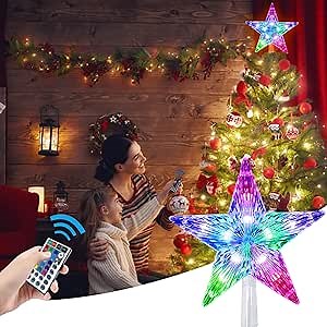 KBG 9-Inch Battery-Powered Color-Changing Tree Topper Light with Remote Controller for Christmas Tree Decoration