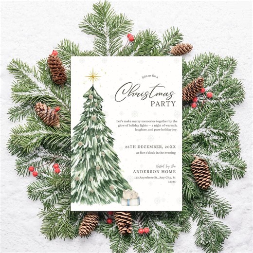 Editable Christmas Party Invitation Template Holiday Invite Canva Xmas Invite Printable Digital Download Christmas Card Holiday Printable - Etsy