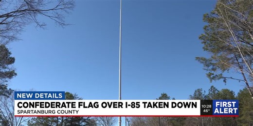 Confederate flag flying over I-85 in Upstate taken down after court ruling