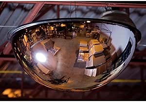 48” Acrylic Full Dome Mirror with Plastic back, Round Indoor Security Mirror for Driveway Safety Spots, Outdoor Warehouse Side View, Circular Wall Mirror for Office Use - Vision Metalizers (DHB4800)