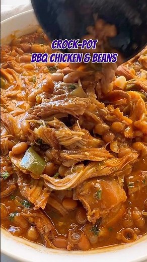 Crockpot BBQ Chicken & Beans #slowcooker #crockpot #bbqchicken
