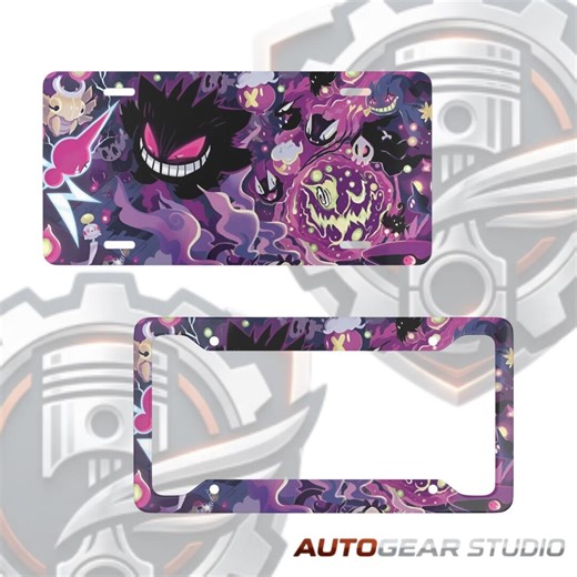 Gengar Ghost Pokemon License Plate Frame Spooky Anime Car Accessories Custom JDM Decor Purple Metal Plate Gift for Otaku Fans US - Etsy
