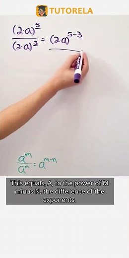 Simplify (2a)⁵ ÷ (2a)³ with Exponent Rules #Math #ExponentsRules #PowerOfAQuotientRuleForExponents