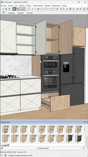 !Te enseño a diseñar cocinas en minutos! con SketchUp + Componentes dinámicos.