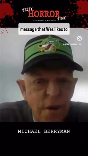 🔊 MICHAEL BERRYMAN tells us about working with the great Wes Craven (on multiple horror films) 🔊 💻 WATCH the full interview at https://youtu.be/WDqQyTfESdU 🎧 LISTEN at HappyHorrorTime.com or on any podcast platform #wescraven #thehillshaveeyes #horror | Happy Horror Time podcast