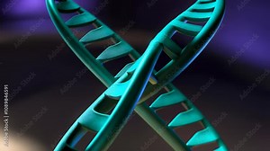 Close-up Macro Shot of Two Intertwined Teal DNA Double Helixes, Symbolic of Genetic Code, Life's Blueprint and Scientific Discovery in Molecular Biology