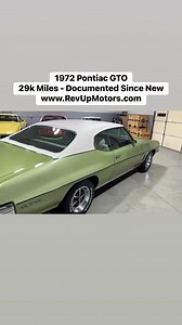 1972 Pontiac GTO. Only 29k Miles! Original Survivor! Highly documented since it was new from Rev Up Motors #revupmotors #pontiac #pontiacgto #gto #littlegto #pontiacthegreatone #pontiacpower #pontiacho #classiccar #classiccars #classiccarsdaily #MuscleCars #muscleccar #survivorcar #originalcar #LowMileage #MecumAuctions #barrettjackson #gtoaa | Rev Up Motors