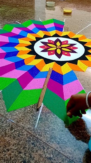3d rangoli for Pongal | rangoli tutorial |rangoli tips | 3d colour kolam | p square rangoli