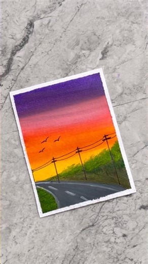 Beautiful Street Drawing / Easy road drawing for beginners #short #streetpainting