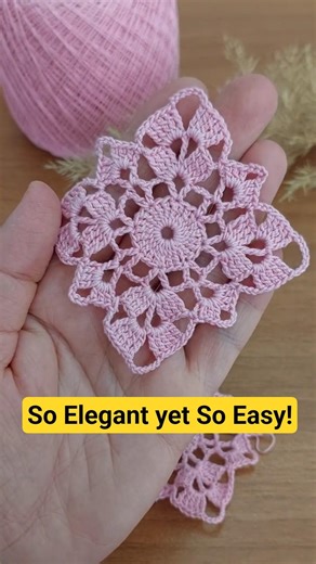 So Elegant yet So Easy! You Need to Try This Pink Lace Motif 🧶 #crochet