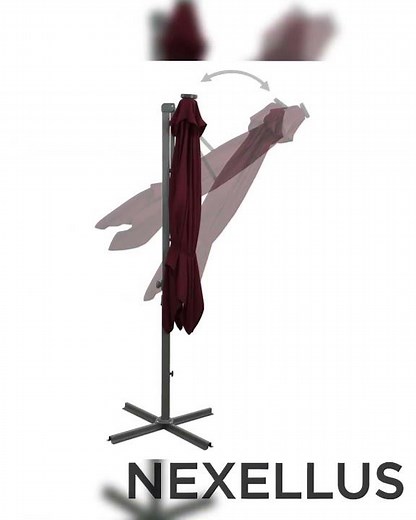 vidaXL Cantilever Garden Parasol with Pole and LED Lights Bordeaux Red 300cm