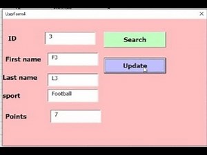 VBA - User Form: Code Search and Update button -Excel vba code