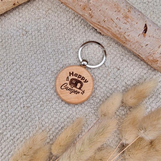 Schlüsselanhänger Happy Camper Holz | Geschenk Wohnmobil Einzug | Camping Zubehör Deko | Geschenk Camper Freunde | Wohnwagen Accessoires - Etsy