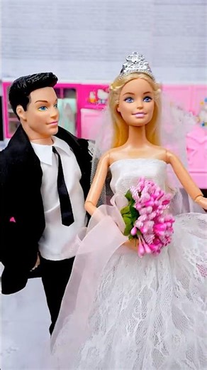 Satisfying Unboxing Barbie Doll And Ken Bridal Dress Set Toys, ASMR Video #shorts