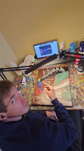 "Stuck In My Head".... #lowbrowart #acrylicpainting #art #painting #lo...