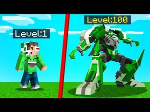 Level 1 vs. Level 100 MEGA ROBOT In Minecraft!