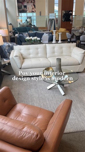 The sun's still out and modern is IN ✨ The Damar Leather Sofa makes any home look good! http://bit.ly/4oukXTa | Raymour & Flanigan Furniture and Mattresses