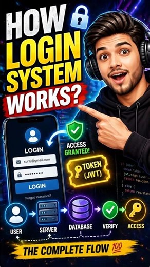 How Login System Works? 🔐 #backend #coding #programming #nodejs