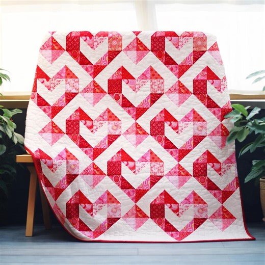 Valentine Heart Quilt Pattern PDF | Romantic Patchwork Quilt - Etsy