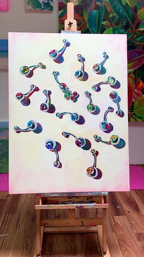 I’m not even mad about how phallic this painting started out lol #🍆 #acrylicpainting #teenagestilllife