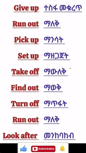 9 Essential English Phrasal Verbs You MUST Know 🇬🇧🇪🇹 | English to Amharic Vocabulary #dailyenglish