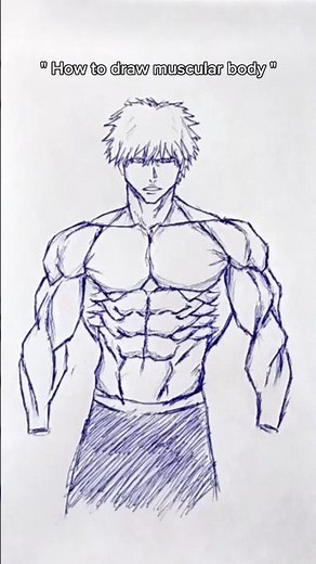 How to draw a muscular body ✨️ #howtodraw #art #anatomy #drawing #shorts