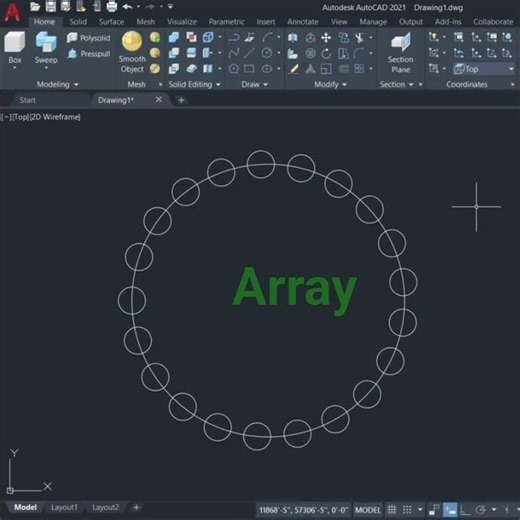 How to Use Array in AutoCAD ⚡ |Circular & Polar Array #autocad Array tool use kaise kare autocad mai