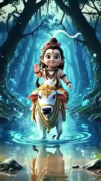 Bal Roop Shiva on Nandi | Magical River Crossing | Divine 3D Animation #shorts