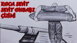 Karakalem Seyit onbaşı çizimi - 18 mart Çanakkale ile ilgili resim çizimi #5