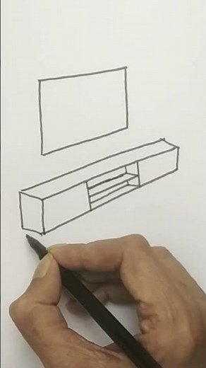 How to draw tv cabinet unit in 3d perspective easy for beginners #drawing #shorts
