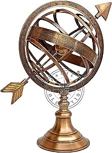 10" Fully Brass Armillary Sphere With Sundial Arrow Nautical Maritime Antique Globe