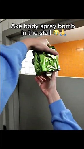 Axe body spray bomb in the stall