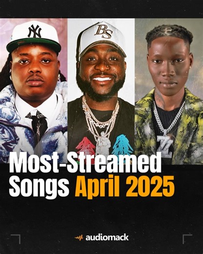 Audiomack on Instagram: "MOST-STREAMED SONGS FROM APRIL 2025 🏆 1️⃣ “With You” by #Davido x #OmahLay 🇳🇬 2️⃣ “Most Wanted” by #Zinoleesky 🇳🇬 3️⃣ “See me see God (SMSG)” by #BarryJhay 🇳🇬 4️⃣ “Soma Obi” by #BlackSherif 🇬🇭 5️⃣ “Sacrifice” by #BlackSherif 🇬🇭 6️⃣ “The Victory Song” by #BlackSherif 🇬🇭 7️⃣ “Imagine” by #Niphkeys x #AyoMaff 🇳🇬 8️⃣ “GOD DESIGN” by #JUX x #Phyno 🇹&