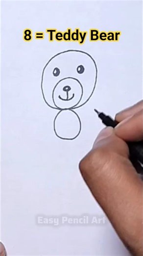 How to Draw a Teddy Bear with Number 8 | Very Easy Step by Step Drawing for Kids | Teddy drawing